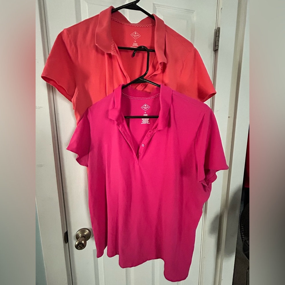 St. John's Bay Women's Pink and Orange Polo Shirts XL